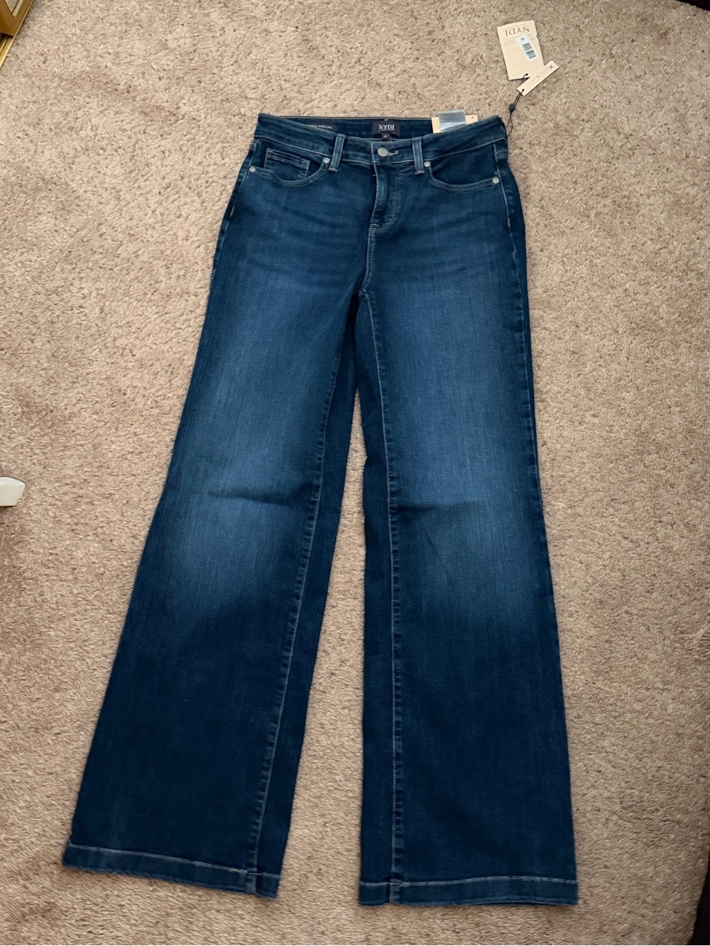 NYDJ Women's Dark Blue Wide-Leg Jeans